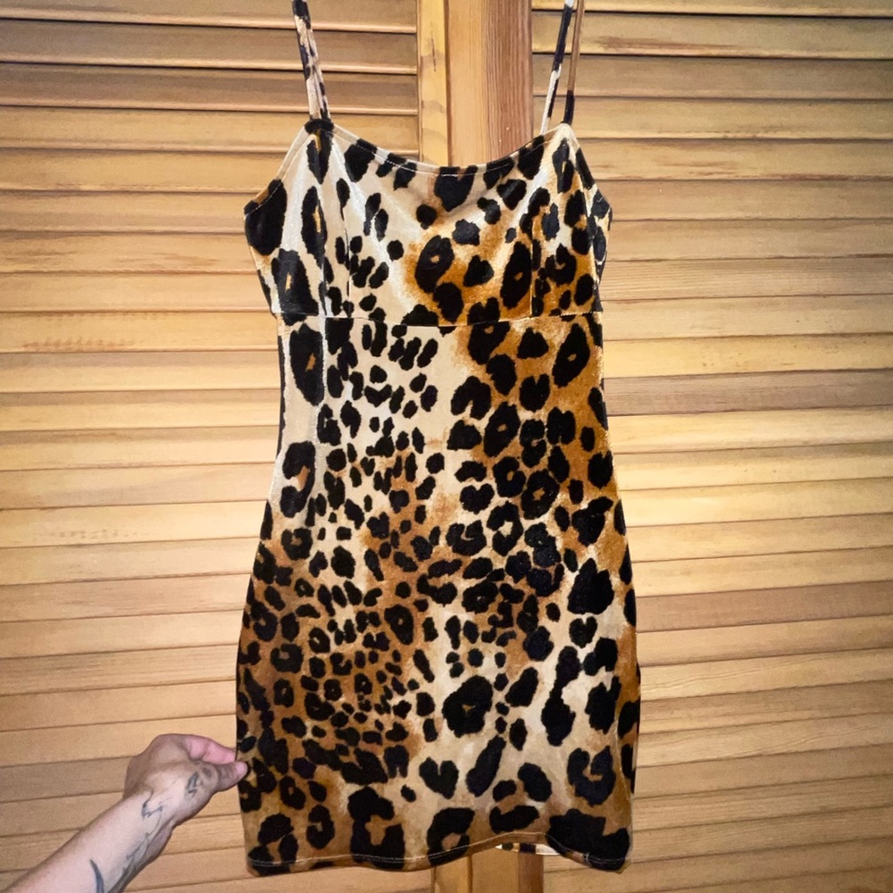 Velvet cheetah mini dress